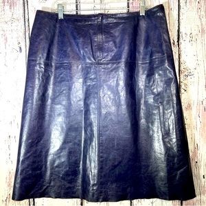 Vintage Banana Republic Y2K Indigo Purple Midi Soft Leather Skirt Size 14